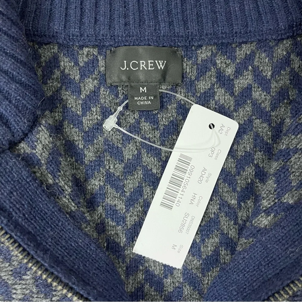 J. Crew Merino Wool Herringbone Half-Zip Sweater